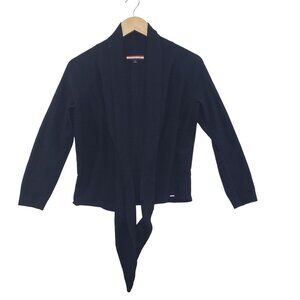 Tommy Hilfiger Womens Black Open Front Cardigan Sweater Clean Girl Minimalist